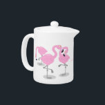 Vlingo trio cartoon theepot<br><div class="desc">These 3 flamingo birds will add a splash of tropical pink to your day. Drawn in fun cartoon style.</div>