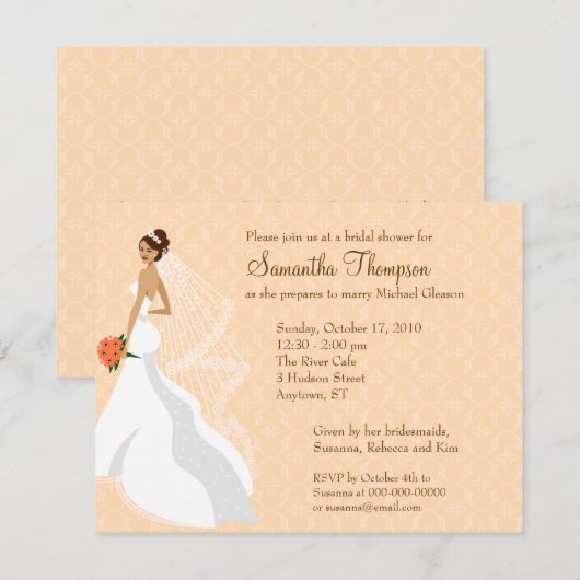 Vlirty Peach Bridal Shower Kaart (Voorkant / Achterkant)