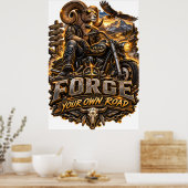 VLLC Forge Your Own Road Motorcycle Biker Skeleton Poster (Keuken)