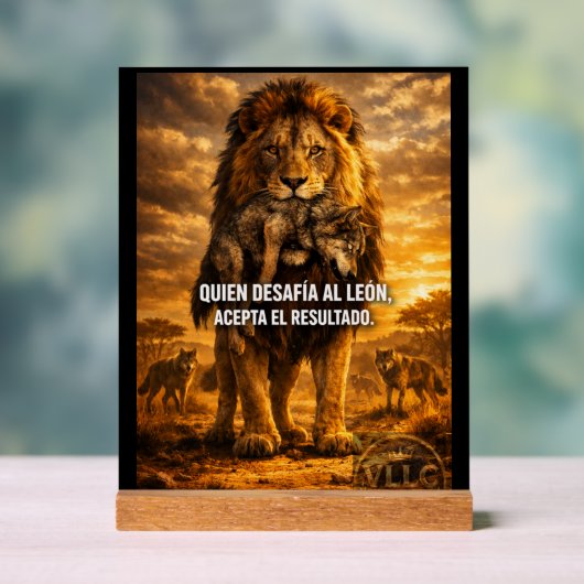 VLLC Lion Vs Wolf Motivational Quote Lion King Wal Acryl Bord (Neutraal)
