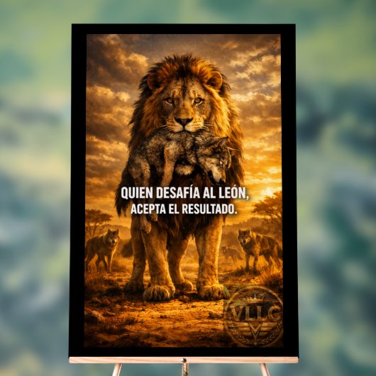 VLLC Lion Vs Wolf Motivational Quote Lion King Wal Acryl Bord (Neutraal)