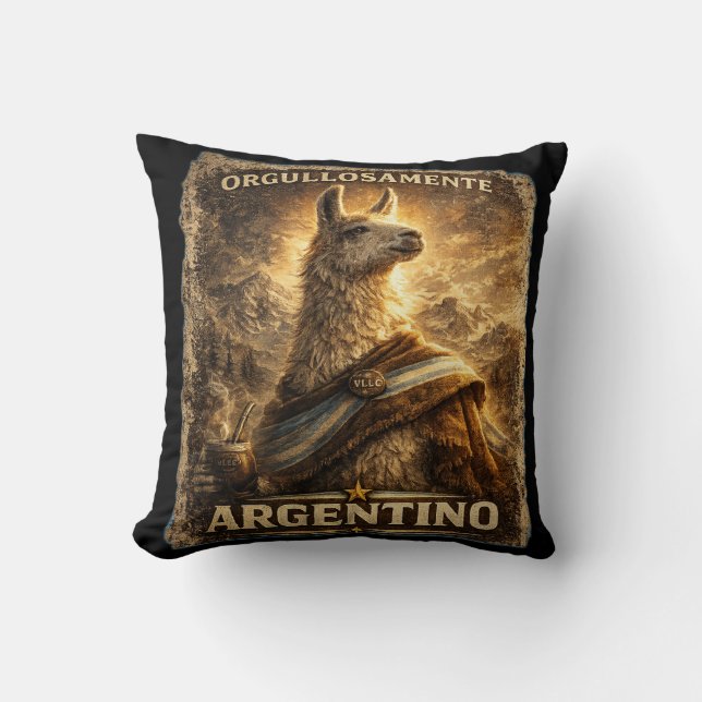 VLLC Orgullosamente Argentino Llama Mate Patriotic Kussen (Voorkant)