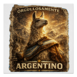 VLLC Orgullosamente Argentino Llama Mate Patriotic Perfect Poster