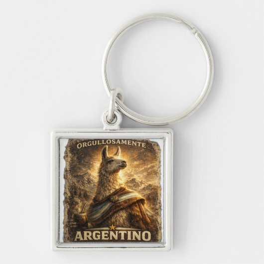 VLLC Orgullosamente Argentino Llama Mate Patriotic Sleutelhanger (Voorkant)
