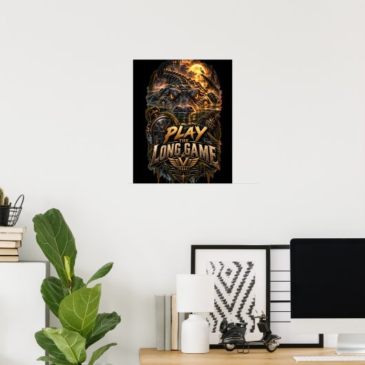 VLLC Play The Long Game Motivation Alligator Art Poster (Thuiskantoor)