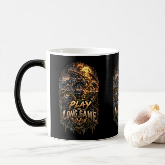 VLLC Play The Long Game Motivation Crocodile Graph Magische Mok (Met donut)