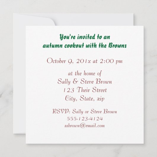 Vloed Aspens-uitnodiging Kaart (Achterkant)