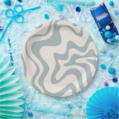 Vloeibaar Abstract patroon Blauw-Grijs en Cream Papieren Bordje (Feest)