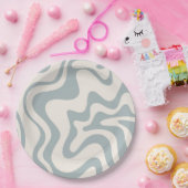 Vloeibaar Abstract patroon Blauw-Grijs en Cream Papieren Bordje (Feest)