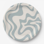 Vloeibaar Abstract patroon Blauw-Grijs en Cream Papieren Bordje (Voorkant)
