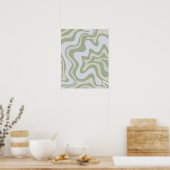 Vloeibaar Abstract patroon in Sage Green Poster (Keuken)