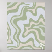Vloeibaar Abstract patroon in Sage Green Poster (Voorkant)