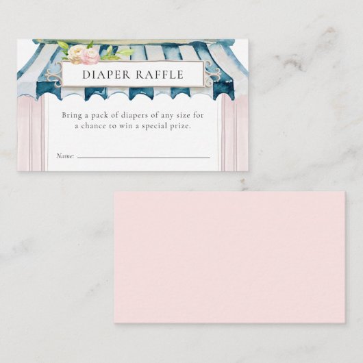 Vloeibaar Baby shower Diaper Raffle Informatiekaartje (Voorkant / Achterkant)