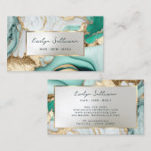 Vloeibaar blauwgroen marmer visitekaartje (Voorkant / Achterkant)