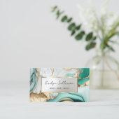 Vloeibaar blauwgroen marmer visitekaartje (Staand voorkant)