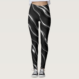 Vloeibaar Chrome Bewegingspatroon Futuristische Leggings