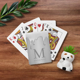 Vloeibaar chroom druppelt metaal monogram pokerkaarten