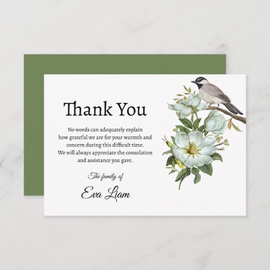 Vloeibaar en vogel Fortemanje bedankt Informatiekaartje (Voorkant / Achterkant)