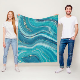 Vloeibaar gemarmerd en glitter flessenbank fleece deken