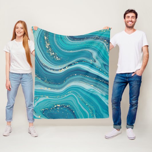 Vloeibaar gemarmerd en glitter flessenbank fleece deken (In situ)