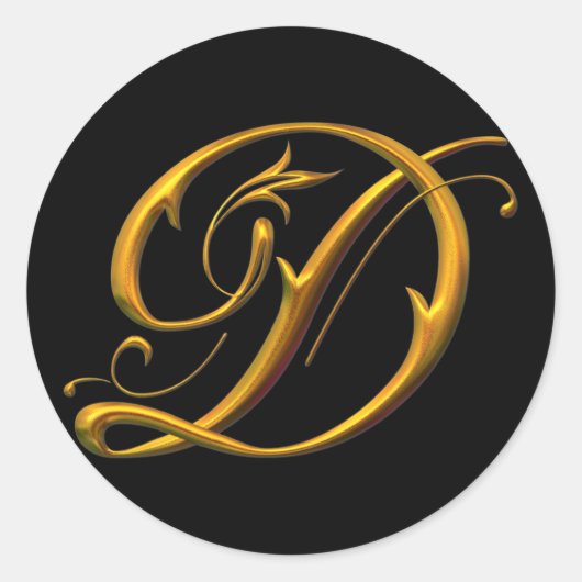Vloeibaar goud D-mongram Ronde Sticker (Voorkant)