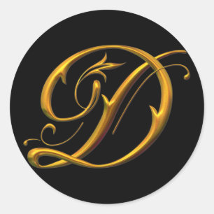 Vloeibaar goud D-mongram Ronde Sticker