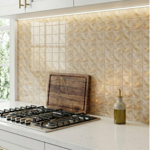 Vloeibaar Goud en Warm Beige Luxe Keramische Tegel Tegeltje