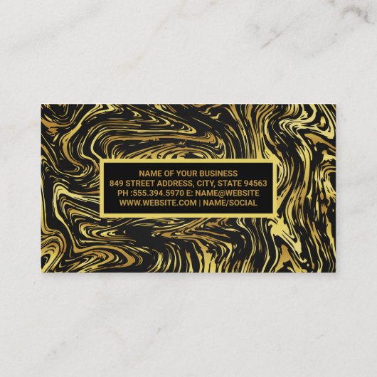 Vloeibaar goud patroon achtergrond visitekaartje (Achterkant)