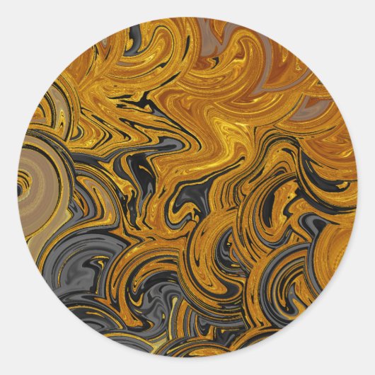 Vloeibaar goud ronde sticker (Voorkant)