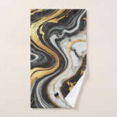 Vloeibaar Goud Zwart Wit Marmeren Look Glam Bad Handdoek (Handdoek)