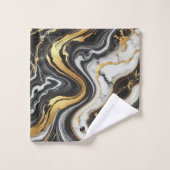 Vloeibaar Goud Zwart Wit Marmeren Look Glam Bad Handdoek (Wasdoekje)