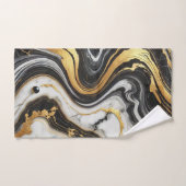 Vloeibaar Goud Zwart Wit Marmeren Look Glam Bad Handdoek (Handdoek)