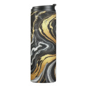 Vloeibaar Goud Zwart Wit Marmeren Look Glam Thermosbeker (Gedraaid links)