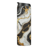 Vloeibaar Goud Zwart Wit Marmeren Look Glam Thermosbeker (Geroteerd rechts)