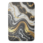 Vloeibaar Goud Zwart Wit Marmeren Look Glam Weddin Badmat (Voorkant Verticaal)