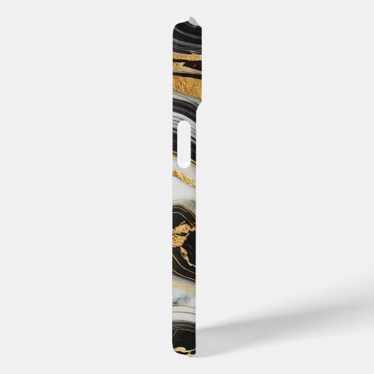 Vloeibaar Goud Zwart Wit Marmeren Look Glam Weddin Case-Mate iPhone Case (Achterkant / Rechts)