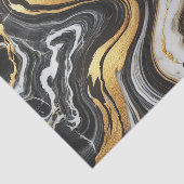 Vloeibaar Goud Zwart Wit Marmeren Look Glam Weddin Tissuepapier (Detail)