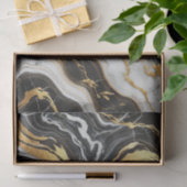 Vloeibaar Goud Zwart Wit Marmeren Look Glam Weddin Tissuepapier (Geschenk)