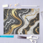 Vloeibaar Goud Zwart Wit Marmeren Look Glam Weddin Tissuepapier (Craft)