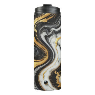 Vloeibaar Goud Zwart Witte Marmer Look Glamour Thermosbeker