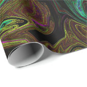 Vloeibaar graffiti geel cadeaupapier (Rol Hoek)