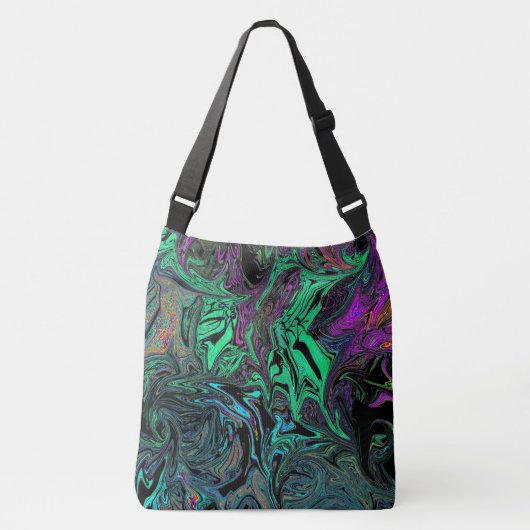 Vloeibaar graffiti groen crossbody tas (Voorkant)
