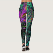 Vloeibaar graffiti groen leggings (Achterkant)