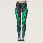 Vloeibaar graffiti groen leggings (Voorkant)