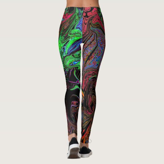Vloeibaar graffiti rood leggings (Achterkant)