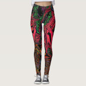 Vloeibaar graffiti rood leggings (Voorkant)