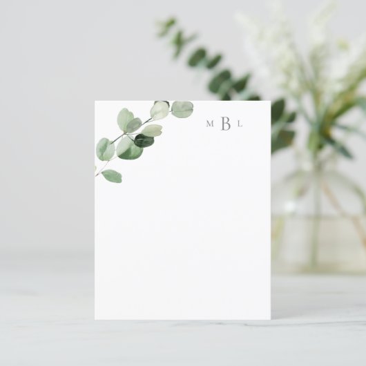 Vloeibaar grijs monogram modern bankierpapier (Staand voorkant)