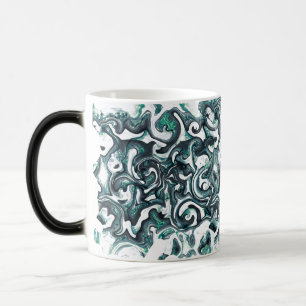Vloeibaar kristal en beton turquoise zwarte wervel magische mok