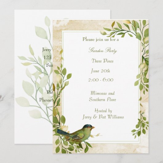 Vloeibaar Lijst Tuinpartij Save The Date (Voorkant / Achterkant)