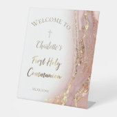 vloeibaar marmer | Eerste mededeling Reclamebord Met Voetstuk (Voorkant)